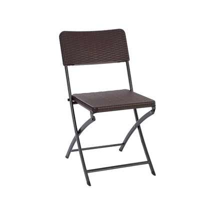 Brown Set of 2 Outdoor Rattan Plastic Folding Chairs