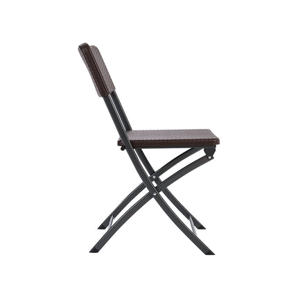 Brown Set of 2 Outdoor Rattan Plastic Folding Chairs