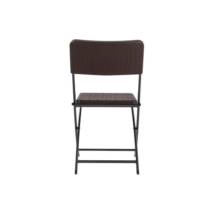 Brown Set of 2 Outdoor Rattan Plastic Folding Chairs