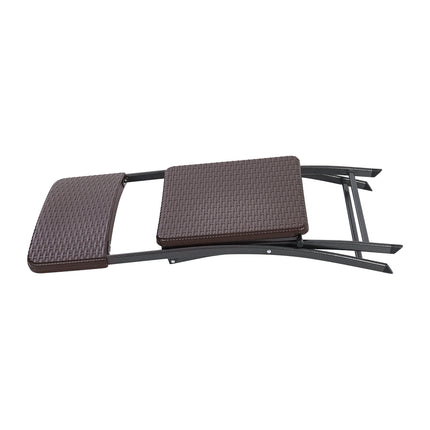 Brown Set of 2 Outdoor Rattan Plastic Folding Chairs