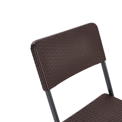 Brown Set of 2 Outdoor Rattan Plastic Folding Chairs