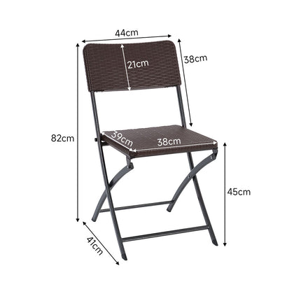 Brown Set of 2 Outdoor Plastic Folding Chairs