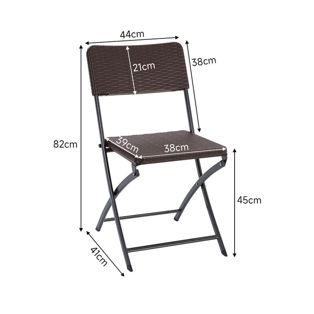Brown Set of 2 Outdoor Plastic Folding Chairs