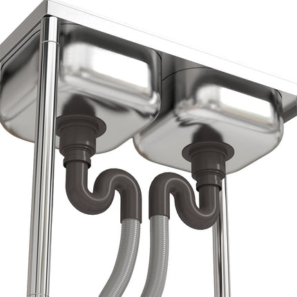 80cmH  Freestanding Two Compartment Kitchen Stainless Steel Sink with Shelf