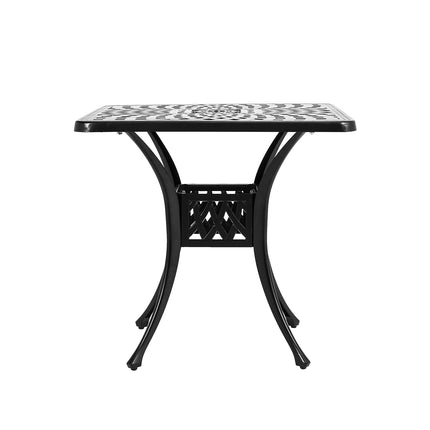 Black Cast Aluminum Square Outdoor Dining Table 79x76cm