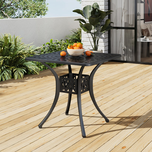 Black Cast Aluminum Square Outdoor Dining Table 79x76cm