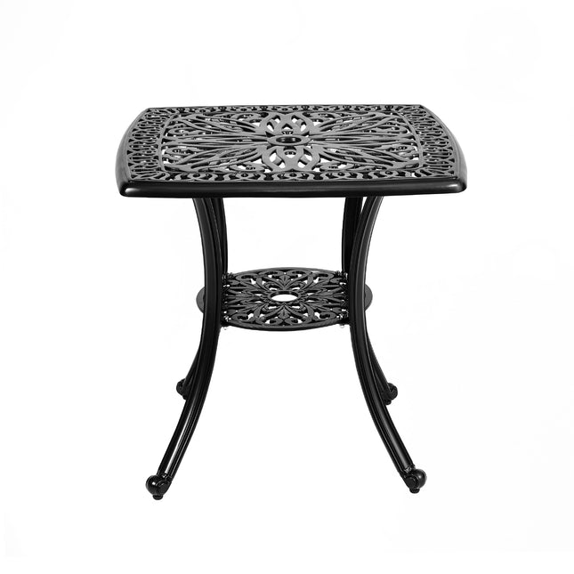 62x62cm Black Square Cast Aluminum Outdoor Bistro Table
