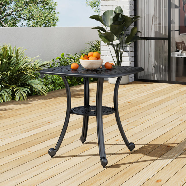 62x62cm Black Square Cast Aluminum Outdoor Bistro Table