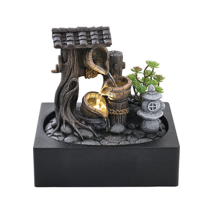 Tabletop Fountain Water Feature with LED Light Home Decoration
