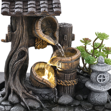 Tabletop Fountain Water Feature with LED Light Home Decoration