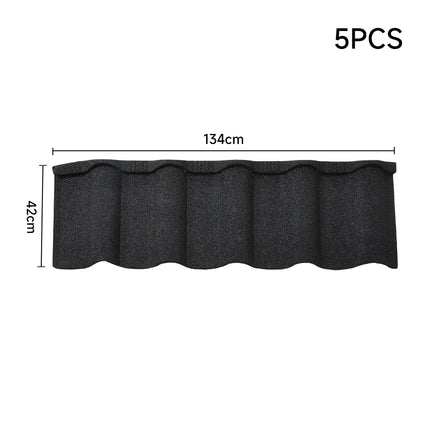 Black Golan Tiles Stone Coated Metal Roofing 5pcs