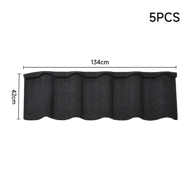 Black Golan Tiles Stone Coated Metal Roofing 5pcs