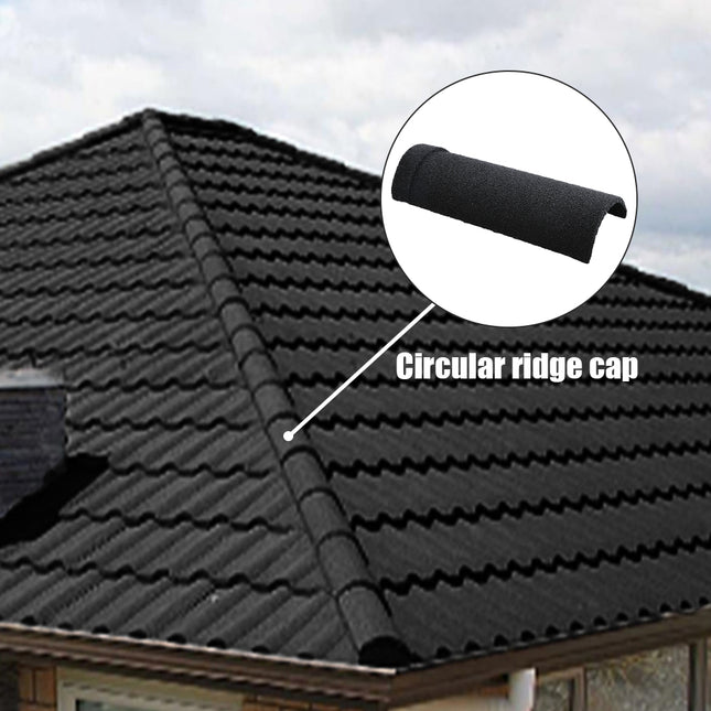 Black Half Round Ridge Tile Stone Coated Metal Roofing 10pcs