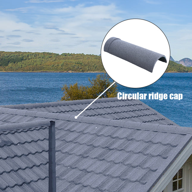 Grey Half Round Ridge Tile Stone Coated Metal Roofing 10pcs