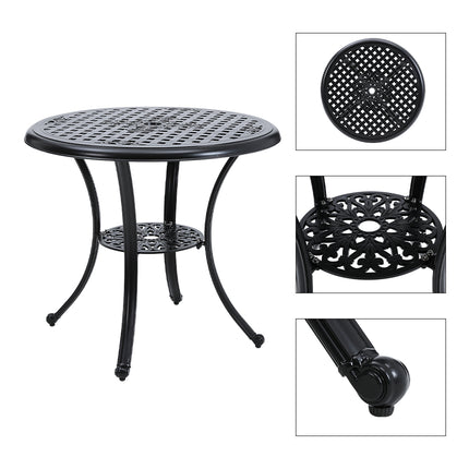 Cast Aluminum Patio Dining Table with Umbrella Hole