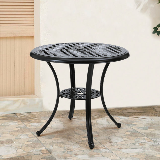 Cast Aluminum Patio Dining Table with Umbrella Hole