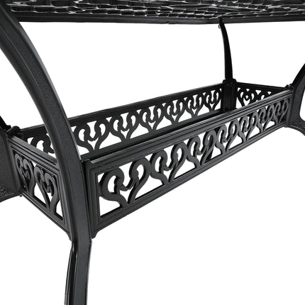 150cm Outdoor Cast Aluminum Square Patio Table with Umbrella Hole