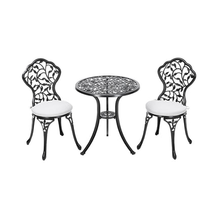 3pcs Cast Aluminum Bistro Table and Chairs Set