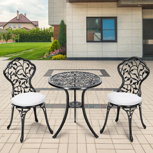 3pcs Cast Aluminum Bistro Table and Chairs Set