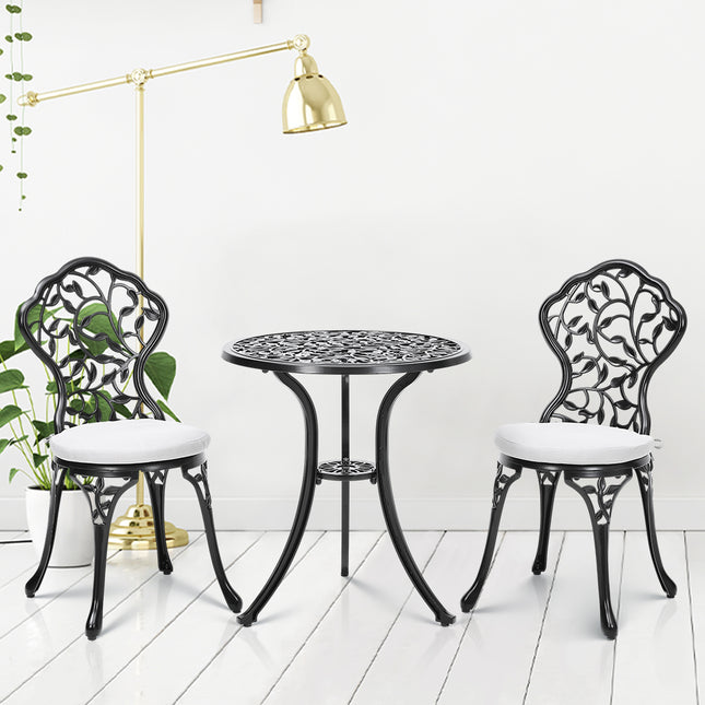3pcs Cast Aluminum Bistro Table and Chairs Set
