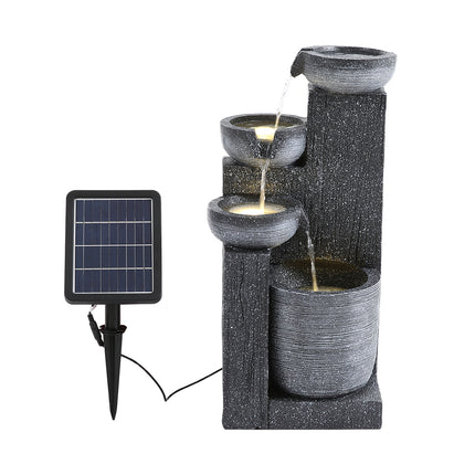 4 Tier Bowl Outdoor Solar Powered Water Fountain Decor 58cm H