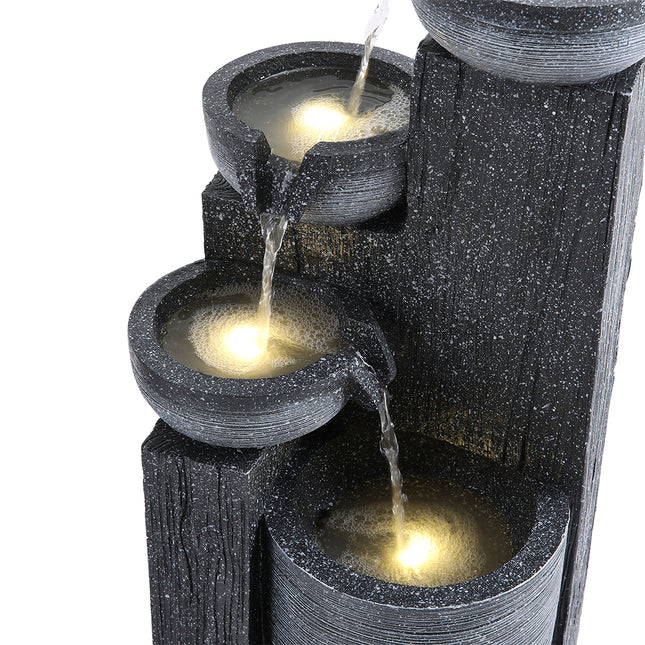 4 Tier Bowl Outdoor Solar Powered Water Fountain Decor 58cm H