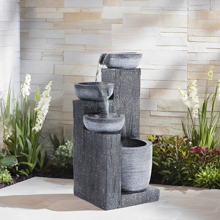 4 Tier Bowl Outdoor Solar Powered Water Fountain Decor 58cm H