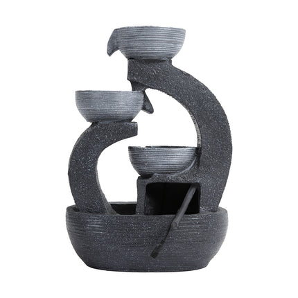 3 Tier Bowl Outdoor Solar Powered Water Fountain Decor with LED Light 38cm H