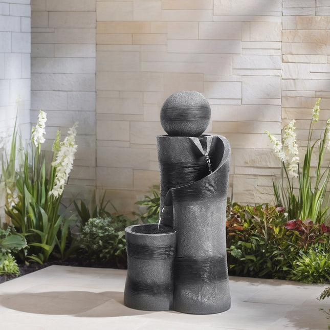 Outdoor Solar-Powered Water Fountain Decor with LED Lights
