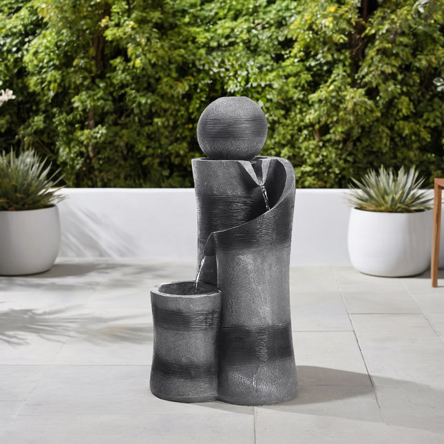 Outdoor Solar-Powered Water Fountain Decor with LED Lights