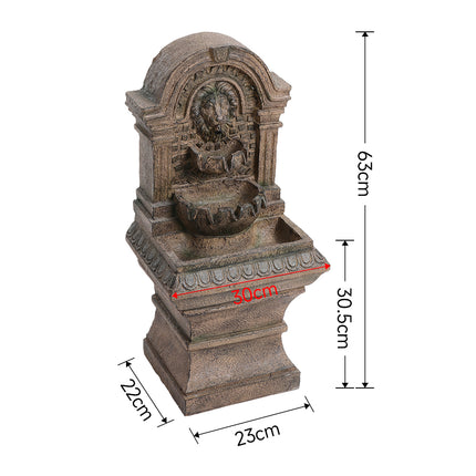 Outdoor Solar Powered Lion Water Fountain Decor 63cm