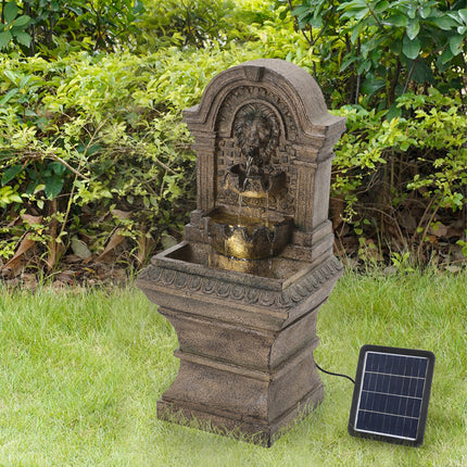 Outdoor Solar Powered Lion Water Fountain Decor 63cm