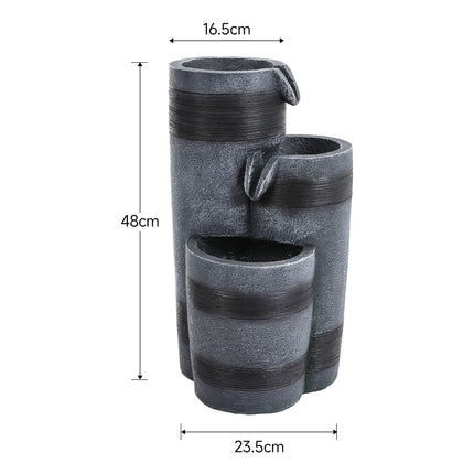 3 Tier Bowl Outdoor Solar Powered Water Fountain Decor 48cm H