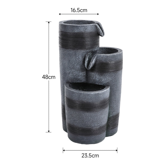 3 Tier Bowl Outdoor Solar Powered Water Fountain Decor 48cm H