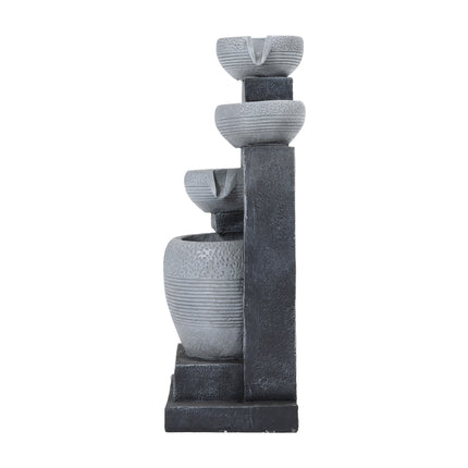 Outdoor Solar Powered Resin Water Fountain Rockery Decor 64cm