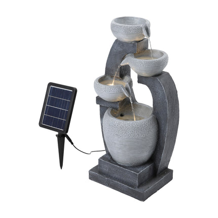 Outdoor Solar Powered Resin Water Fountain Rockery Decor 64cm