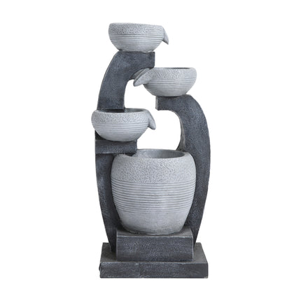 Outdoor Solar Powered Resin Water Fountain Rockery Decor 64cm