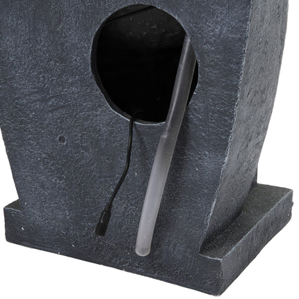 Outdoor Solar Powered Resin Water Fountain Rockery Decor 64cm