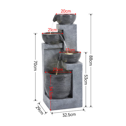 88cm H Garden Outdoor 4 Bowl Water Fountain Decor