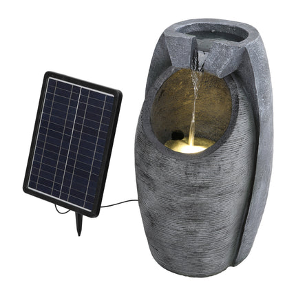 56cmH Outdoor Solar Powered Resin Water Fountain Rockery Decor with Light