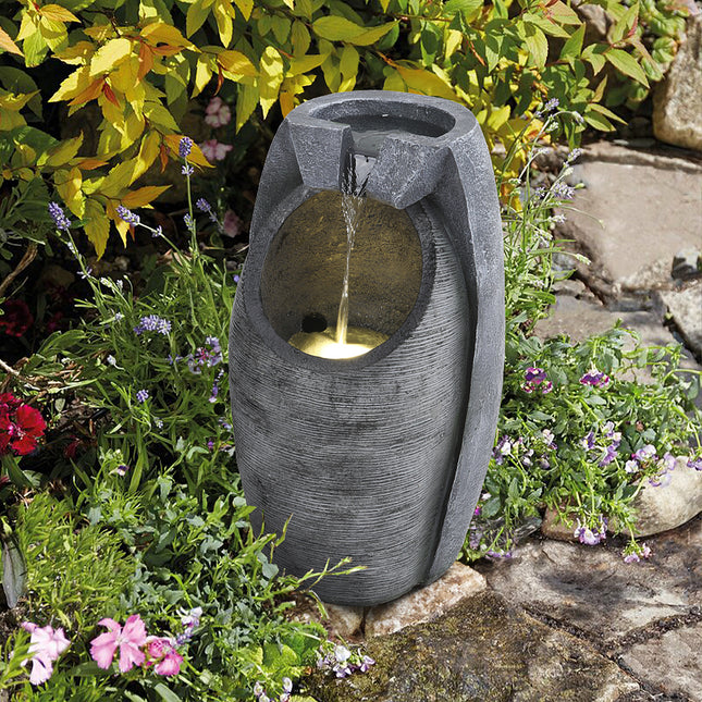 56cm H Outdoor Solar Powered Resin Water Fountain Rockery Decor with Light