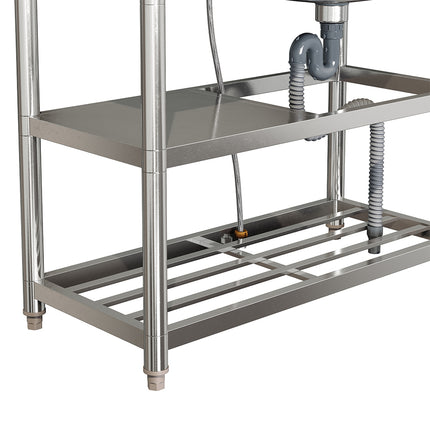 80cm H Freestanding Stainless Steel One Compartment Sink with Shelves and Drainboard
