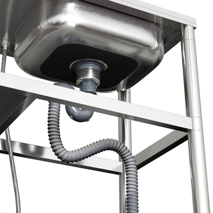 80cm H Freestanding Stainless Steel One Compartment Sink with Shelves and Drainboard