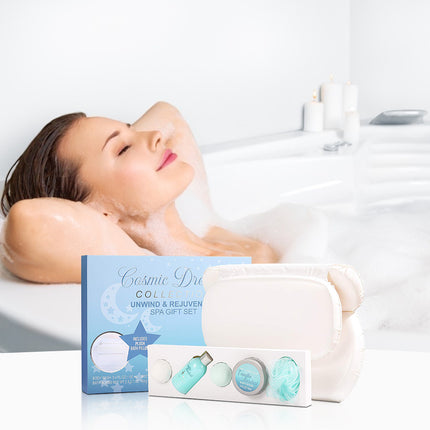 Six Pieces of Exquisite Spa Bath Present Set with Bathtub Pillow