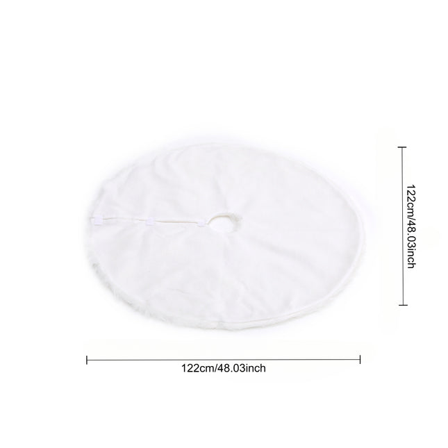 Large Faux Fur Snow Plush Skirt Base Floor Mat for Christmas Tree Decor White 122CM