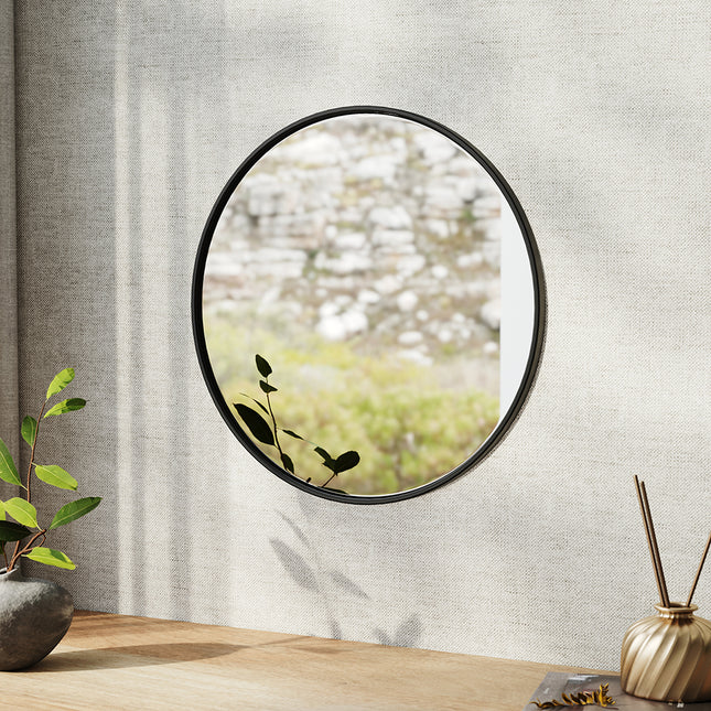 50cm Nordic Round Bathroom Mirror with Black Frame