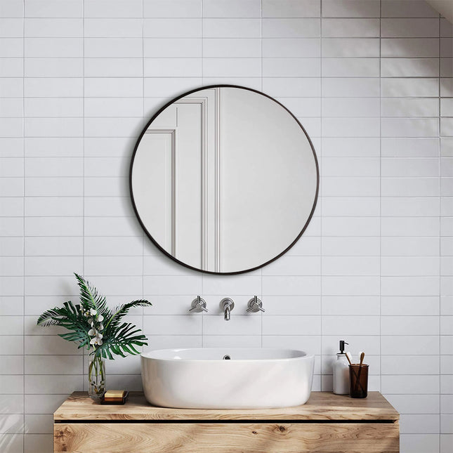 50cm Nordic Round Bathroom Mirror with Black Frame
