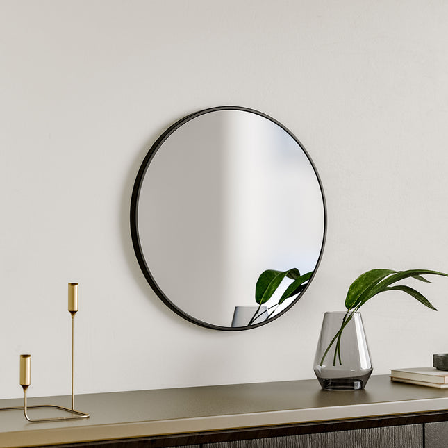 40cm Nordic Round Bathroom Mirror with Black Frame
