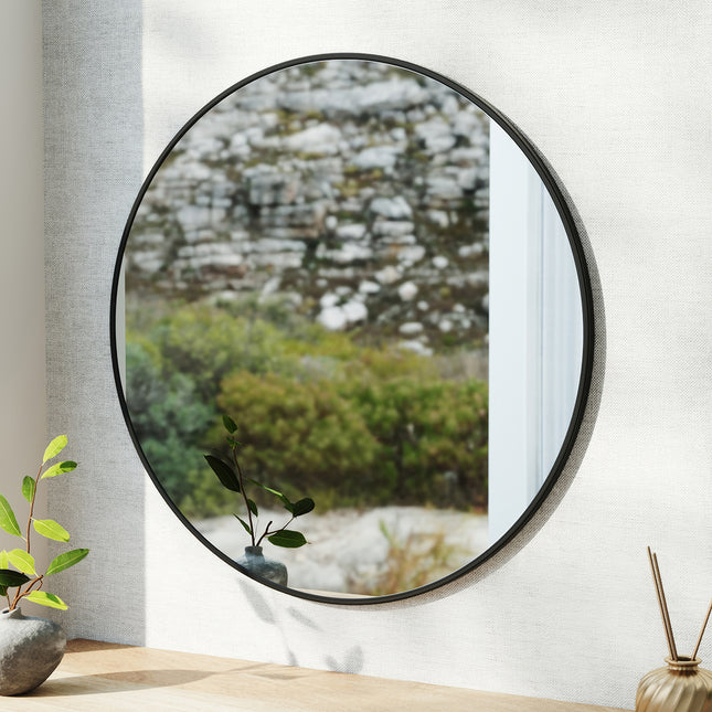 Dia 80cm Bathroom Mirror Black Framed Nordic Round Mirror