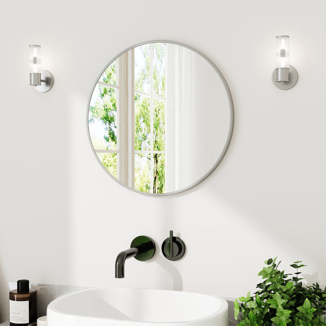 Dia 40cm Round Bathroom Mirror White Framed Nordic Mirror
